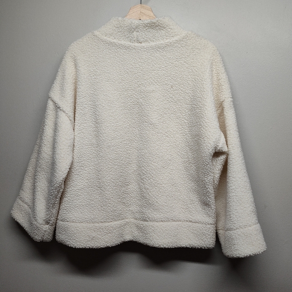 GAP Sherpa Pullover Sweater Women Size M Cream High Neck Cozy Comfy Fall Winter - Picture 5 of 7